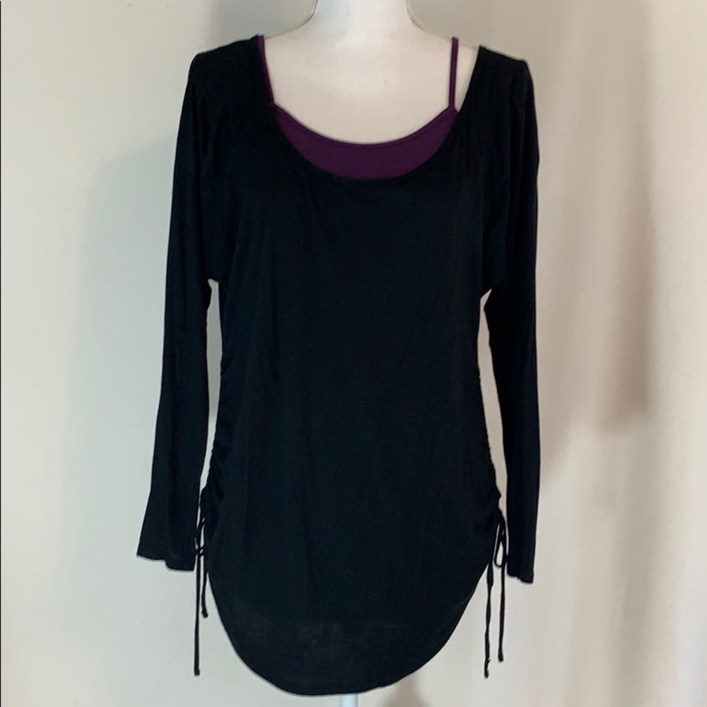 Gap Long-sleeved black tee w/ drawstring sides.
